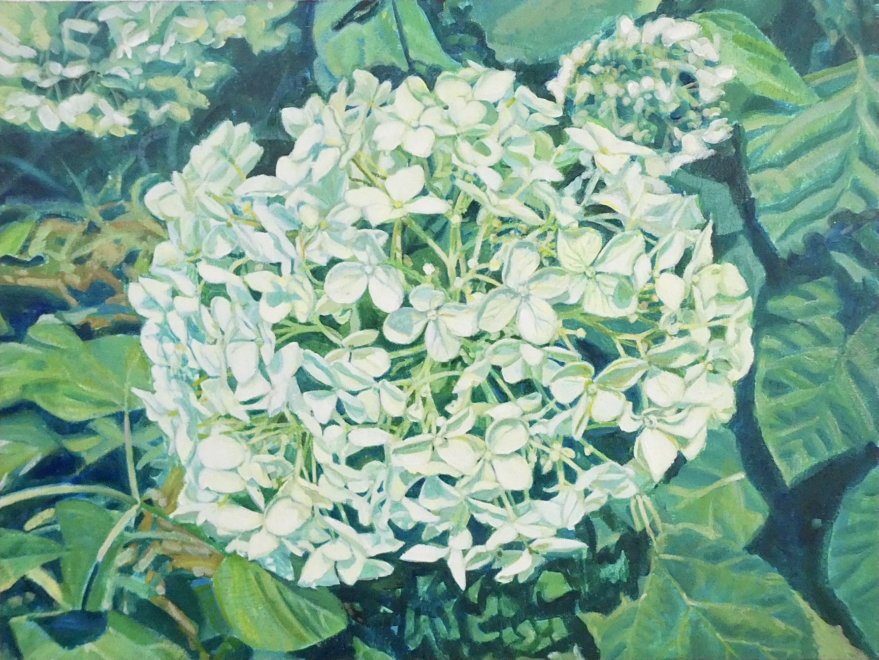 フランス人アーティストによる抽象画 緑の背景 白い花 48BA6376-2A8E-4E1A-9D9D-